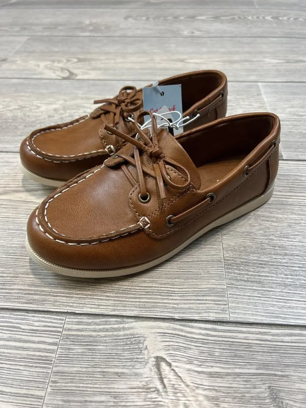 Cat & Jack Kids' Easton Boat Shoes Cognac Size 1 NWT